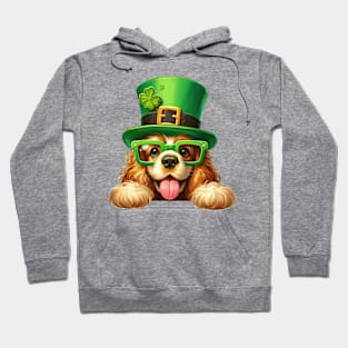 St Patricks Day Peeking Cocker Spaniel Dog Hoodie